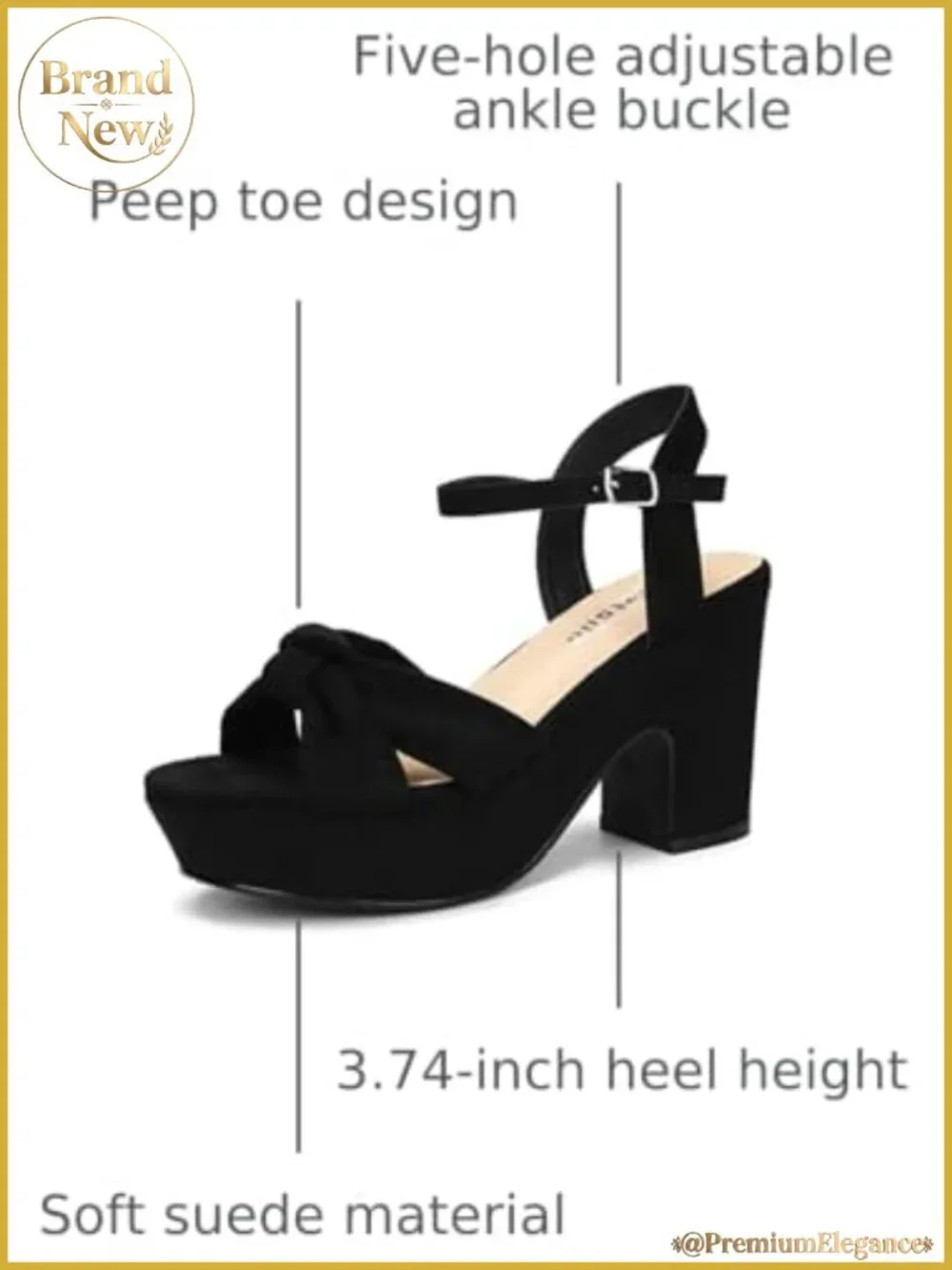 Suede Platform Heels Chunky Wedge Knotted Ankle Strap Sandals 3.74in Heel